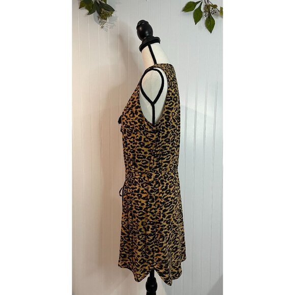 Beachlunchlounge Leopard Print Dress Medium Viscose Tassel Tie Waist & Neckline - Picture 4 of 16